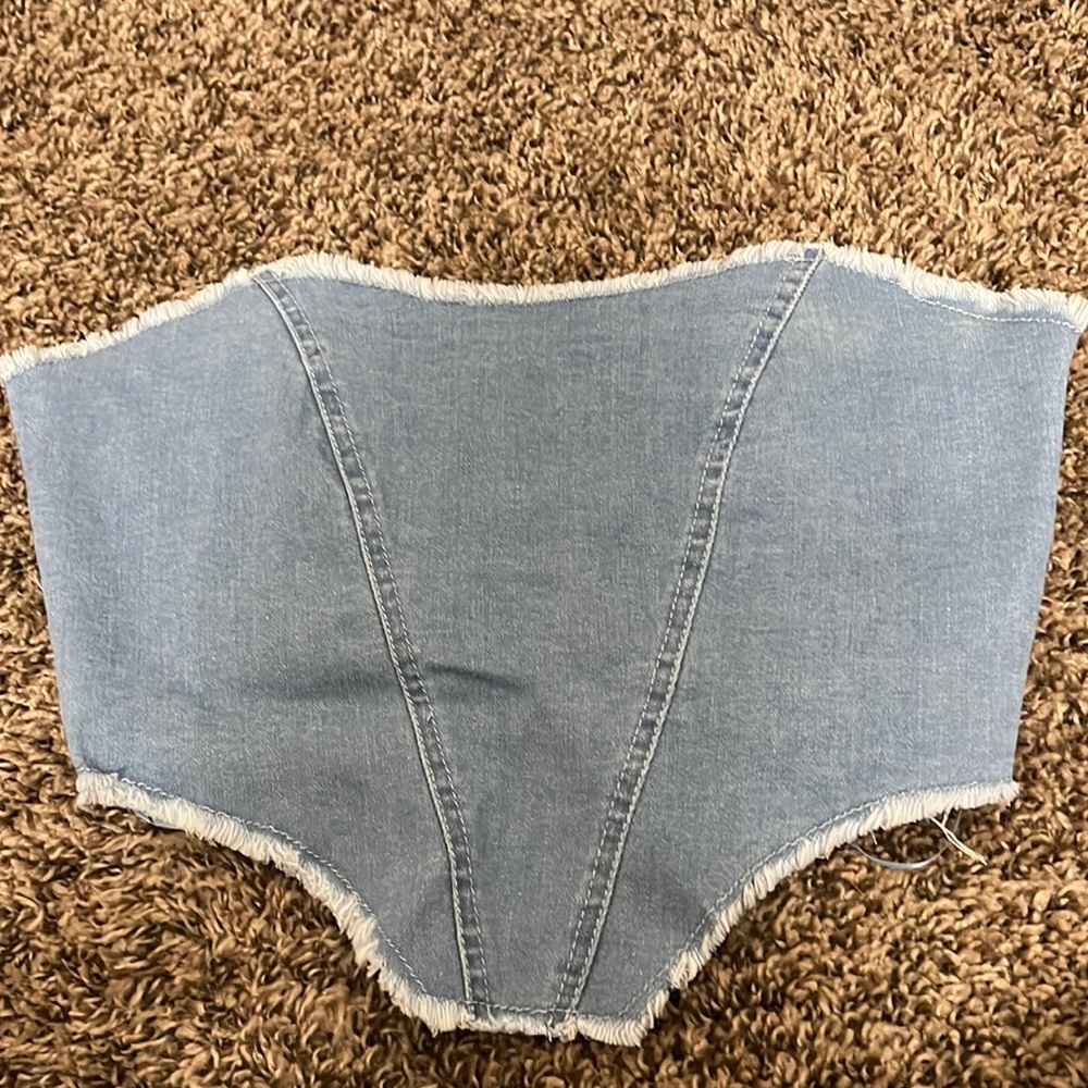 Amazing lace denim corset top